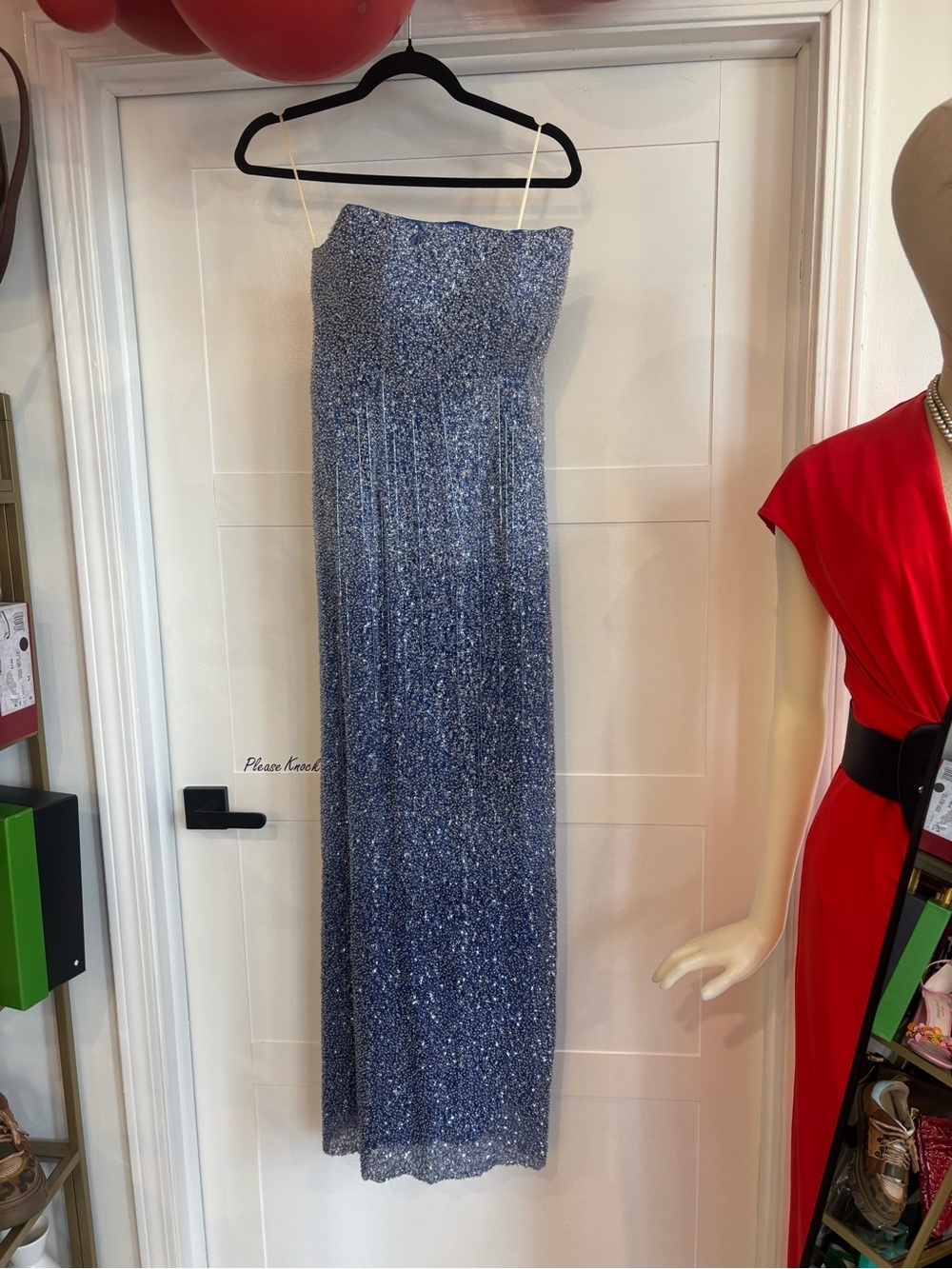 Debby Ardinata couture Strapless Sparkle Maxi Dress in Navy Blue